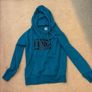 Teal Puma Scarf-Neck Hoodie (Very Lightly Worn)